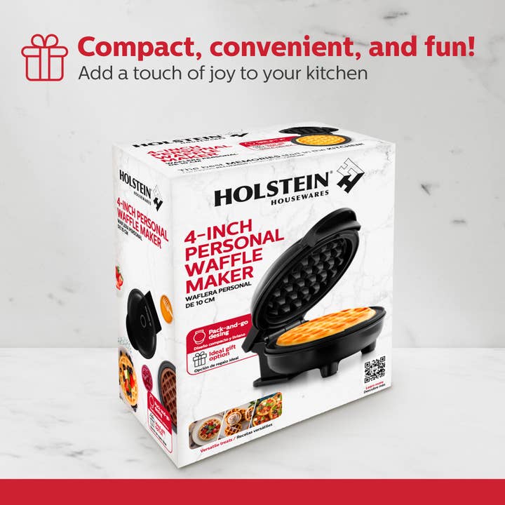 Holstein Housewares - Wholesale Kitchen Appliance - Personal Waffle Maker - 4 inch Mini - Assorted Colors 32