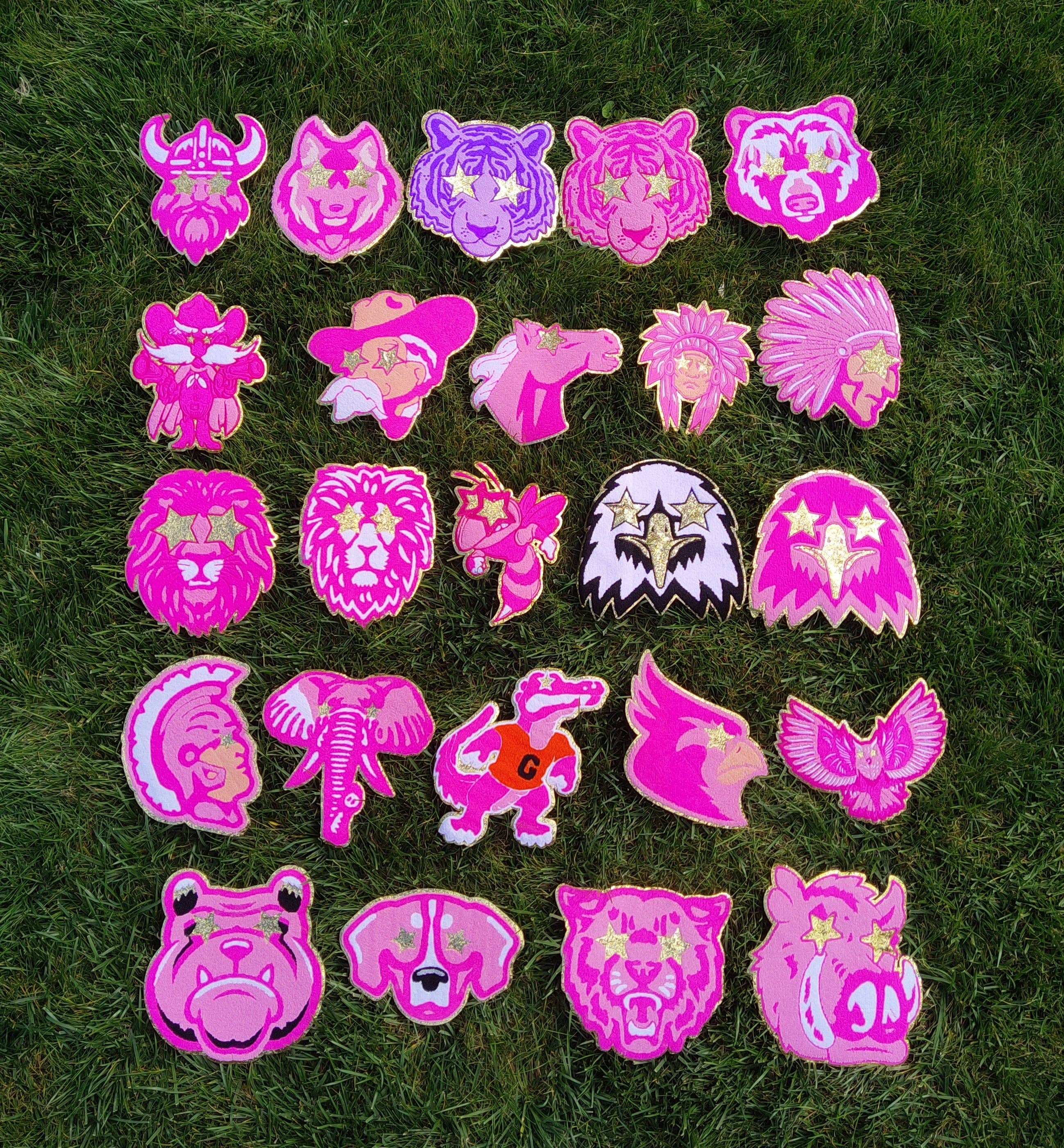 Scratch Decor - Wholesale Patch - Hot Pink Bulldog Mascot with Star Eyes Large Chenille4