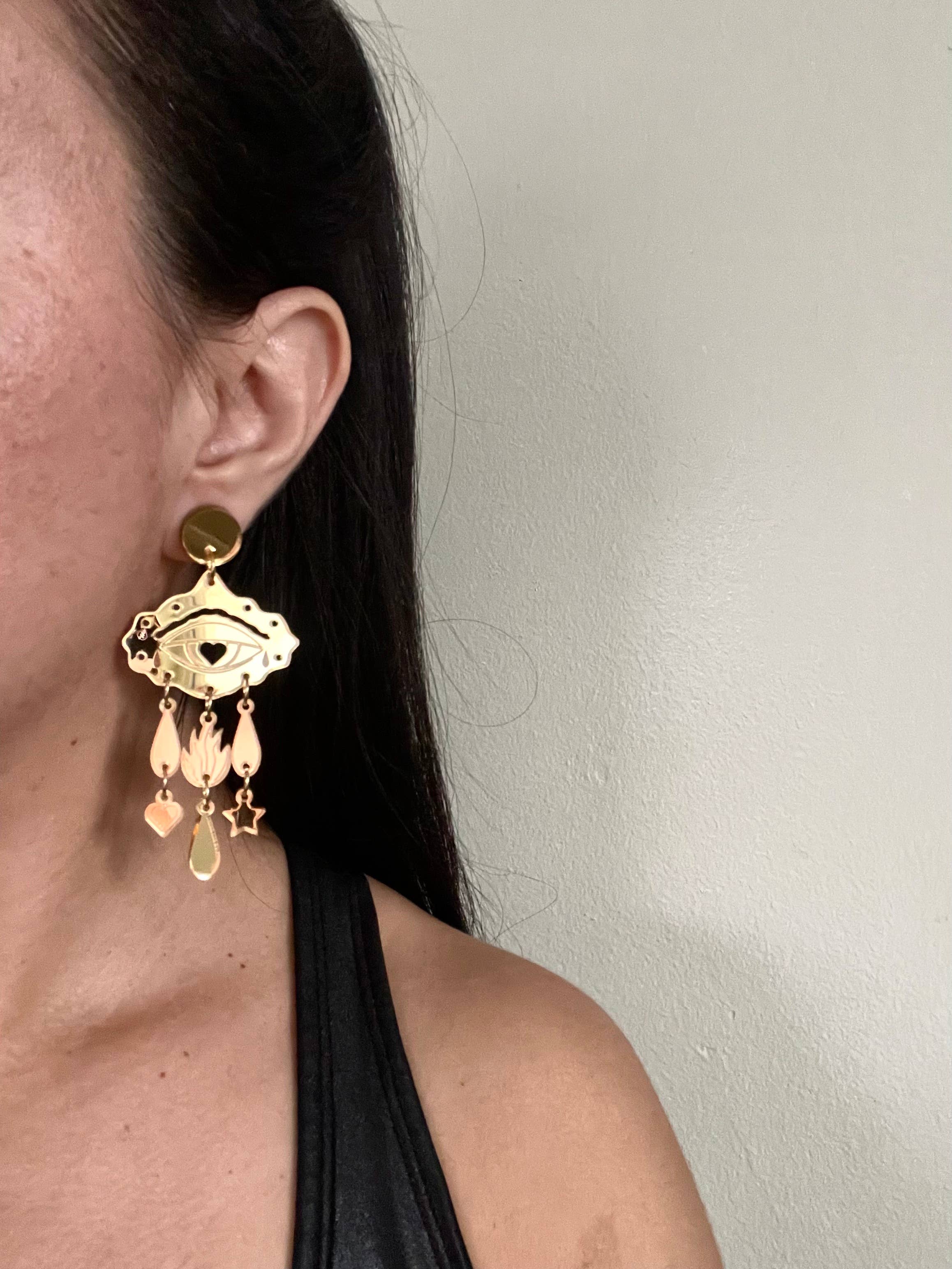 LUNA & SAYA - Wholesale Dangle Earrings - Sacred Eyes Dangles | Acrylic Statement Earrings2