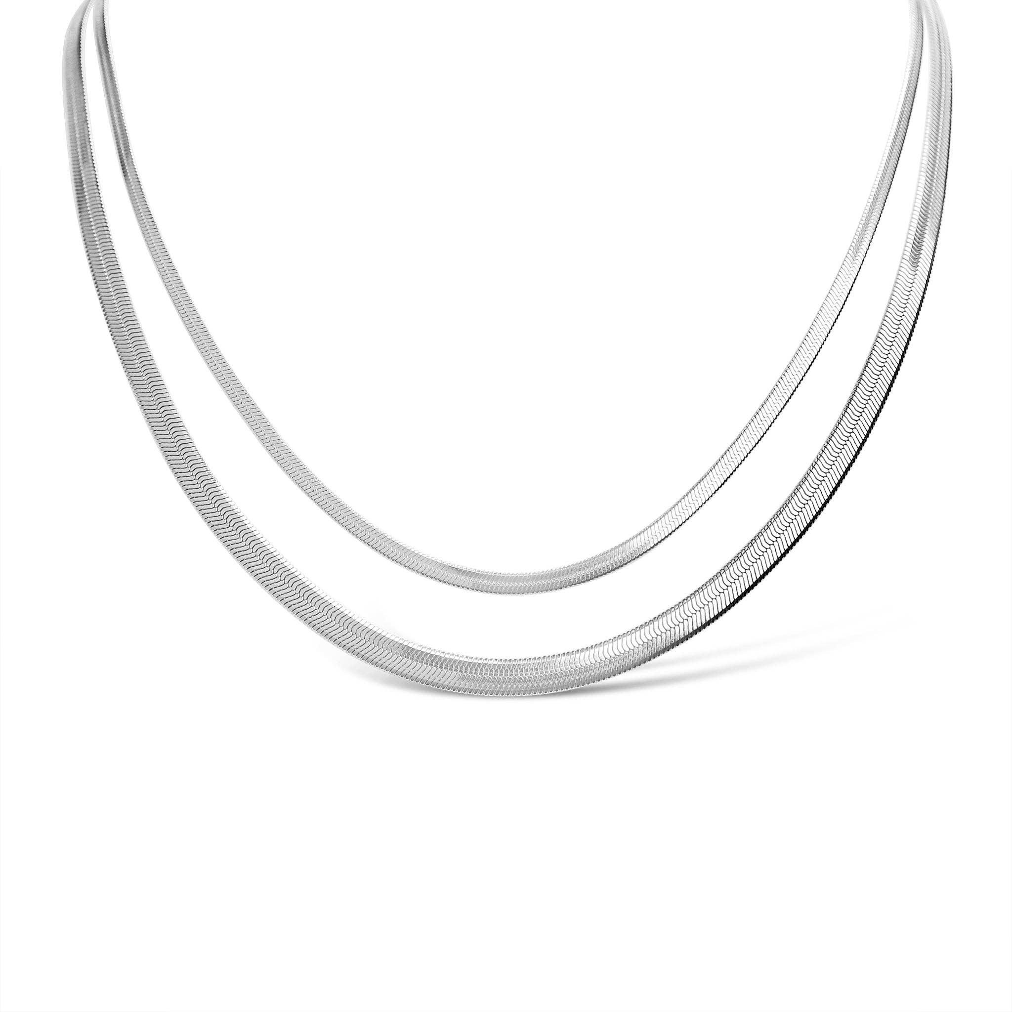 WJW - Wholesale Link & Chain Necklace - Stainless Steel Herringbone Chain Necklace9