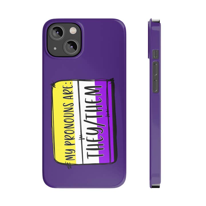 Mina pronomen är de/dem icke-binära stolthet LGBTQ Pride Case för wholesale av Sparkle By Asha