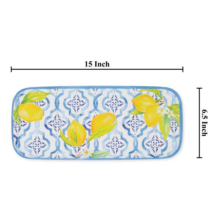 Supreme Housewares - Wholesale Serving Tray - Lovely Lemons 15" Melamine Rectangle Tray1