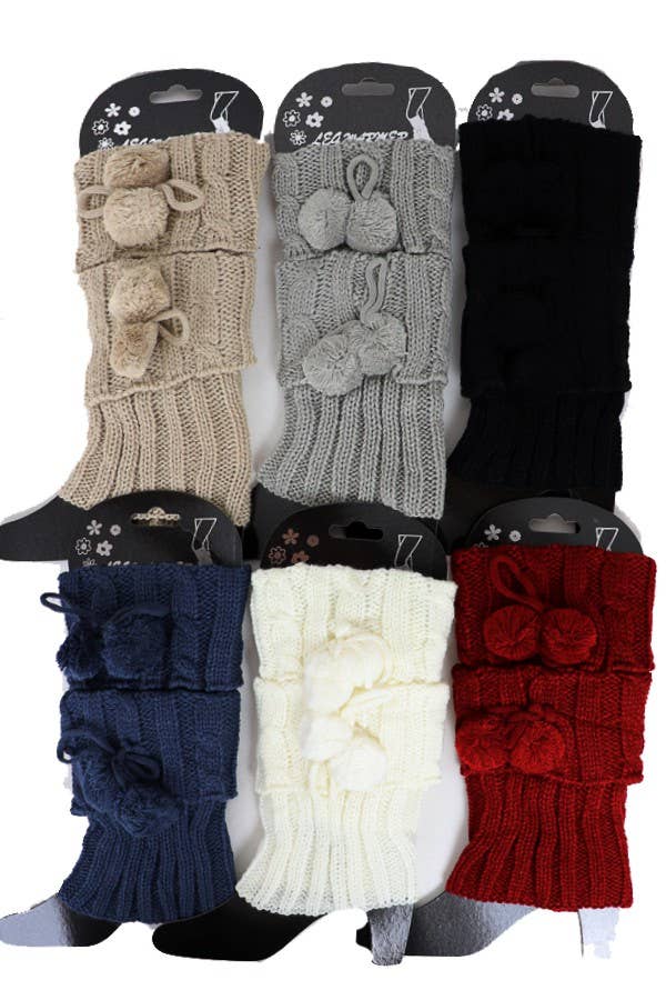 SURTIDO Calentadores de Tobillo de Punto con Pompones Clásicos de venta al por mayor en Faire0