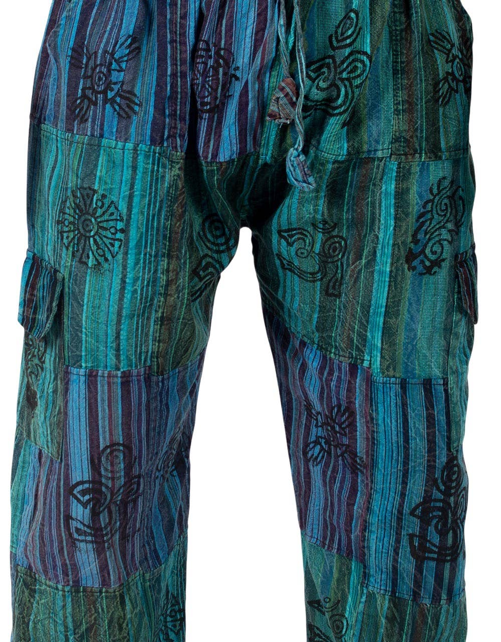 Kimago Look - Wholesale Pants - Men's - Kimago green or light blue patchwork handmade pants5