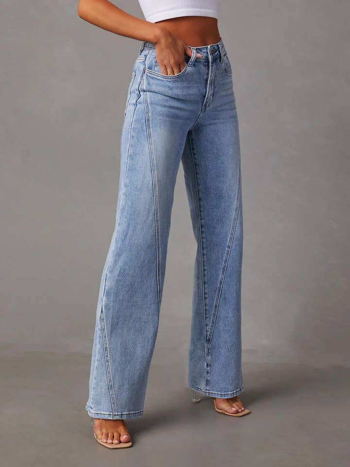 Blue Zena Wide Leg Jeans for wholesale on Faire