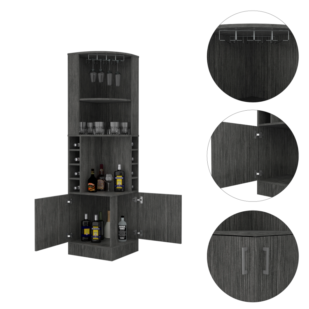 Depot E-Shop - Wholesale Cabinet - Egina Corner Bar Cabinet, 2 Shelves7