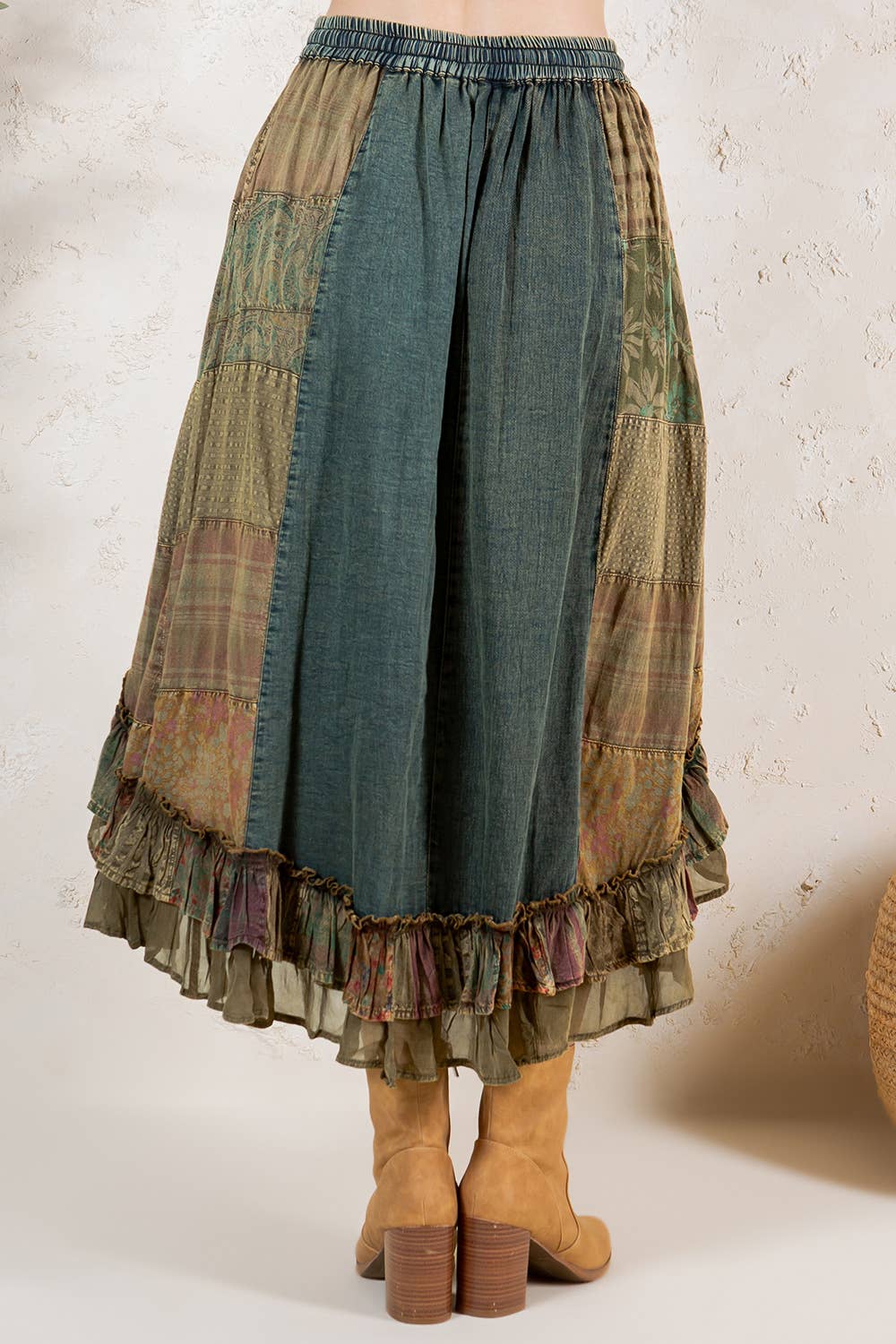 Young Threads - Wholesale Skirt - Women's - Western Boho Chic: Patchwork Midi Skirt 8