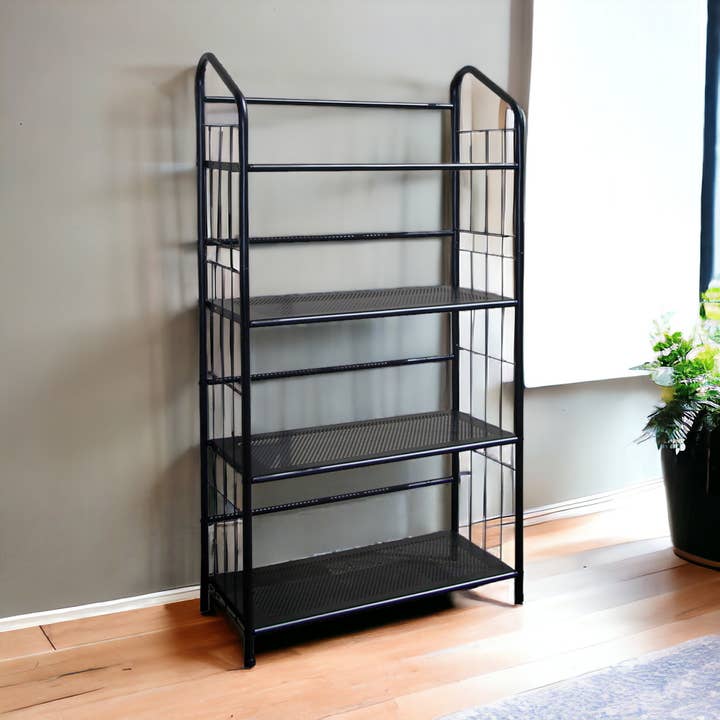 HomeRoots - Wholesale Bookcase - Black Four Shelf Metal Standing Book Shelf1