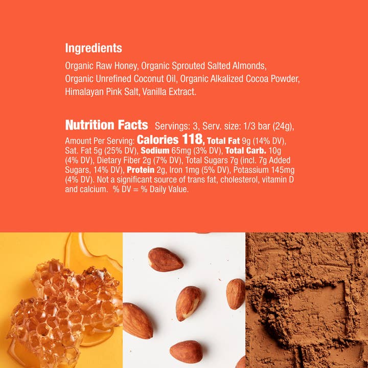 Honey Mama's - Wholesale Chocolate Bar - Salted Almond Cocoa Truffle Bar 2.5oz. (12 count)1