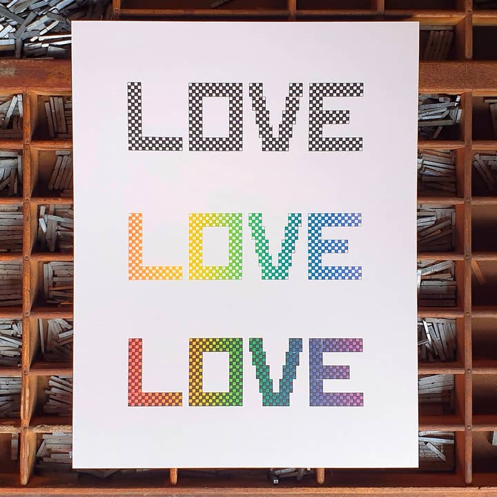 Modular Love Letterpress Poster Made Using Handset Type for wholesale by THE 961 COLLECTIVE