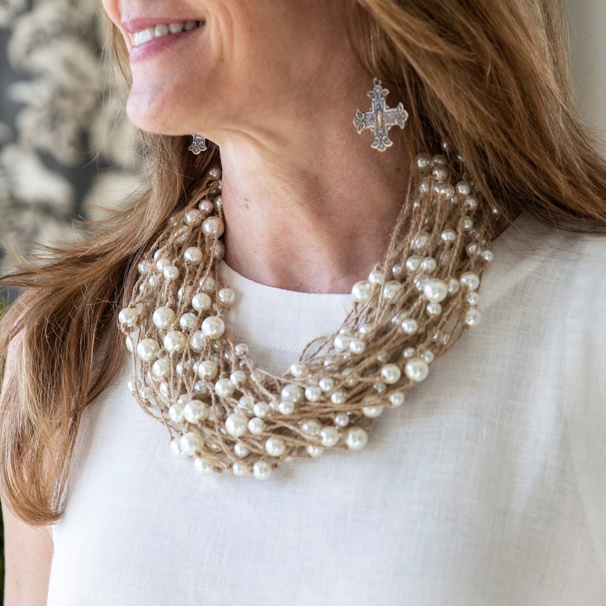 Arte Italica & Crown Linen Designs – Engroshandel Perlehalskæde – Multi Strand perle halskæde3