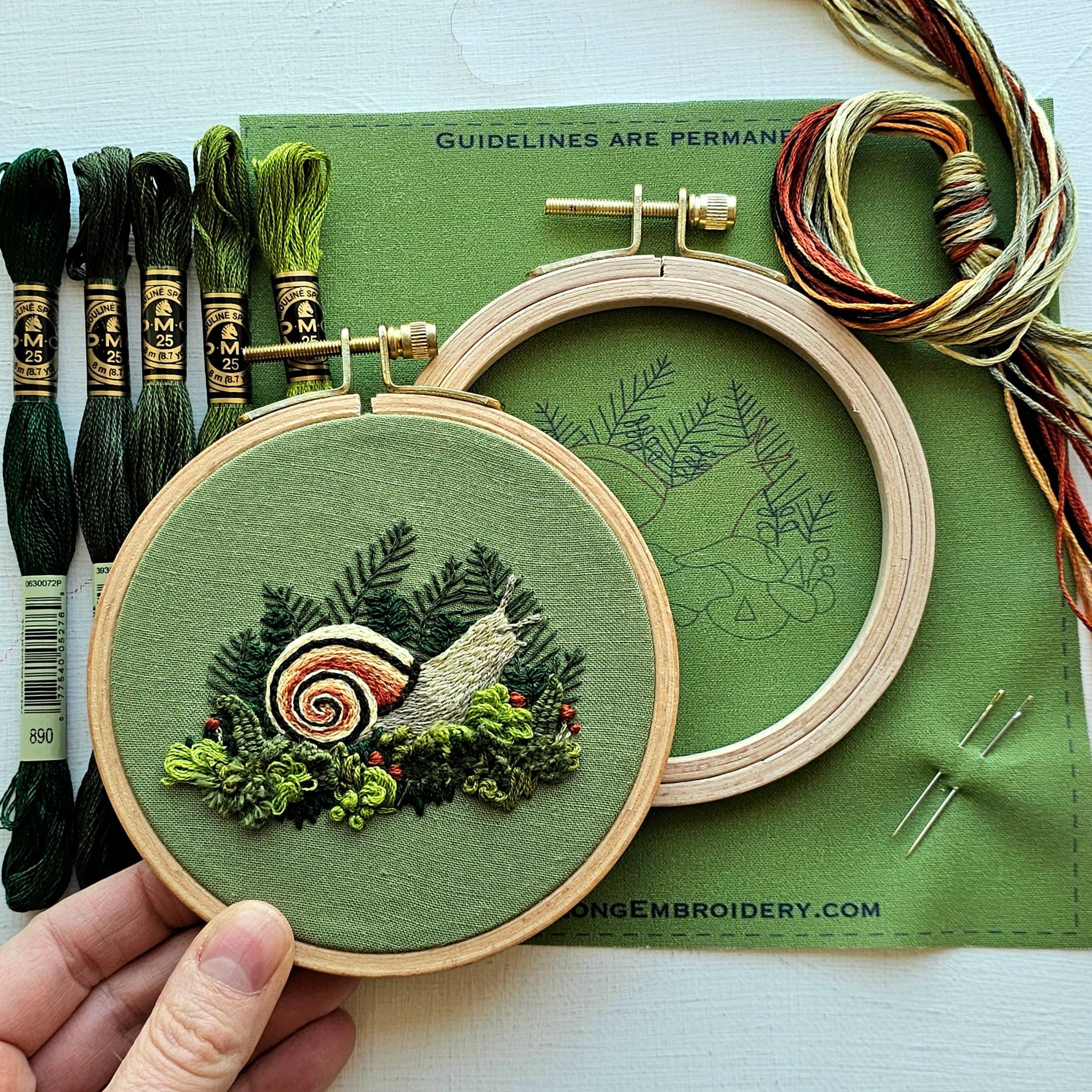 Jessica Long Embroidery - Wholesale Embroidery/Cross Stitch Supplies - Forest Snail Intermediate Embroidery Kit1