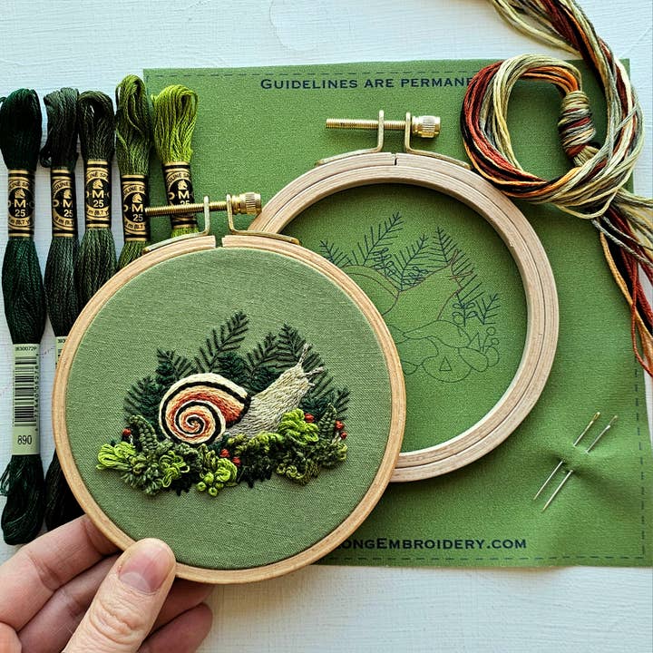 Jessica Long Embroidery - Wholesale Embroidery/Cross Stitch Supplies - Forest Snail Intermediate Embroidery Kit1