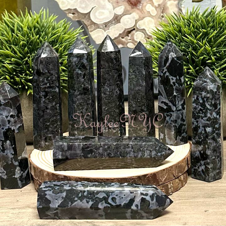 KayleeNYC - Wholesale Spiritual Stone/Crystal - 2 Lb Natural Indigo Gabbro Aka Merlinite Obelisk Tower