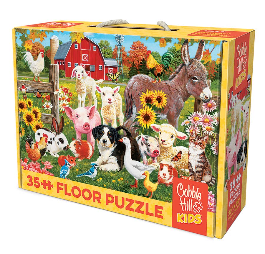 Outset Games and Cobble Hill Puzzles - Vente Puzzle – enfant - Puzzle de sol "Salutations de la ferme" (35 pièces) - Âges 3+2