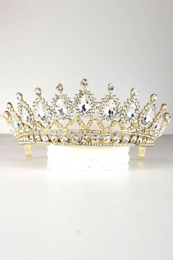 Chicas - Wholesale Tiara - Women's - One Size Fits All Metal Tiara With Jewel Rhinestones HT879-55