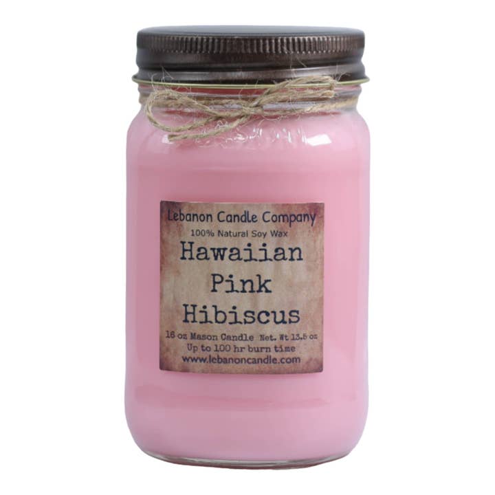 Hawaiian Pink Hibiscus Candle for wholesale by Lebanon Candle Company