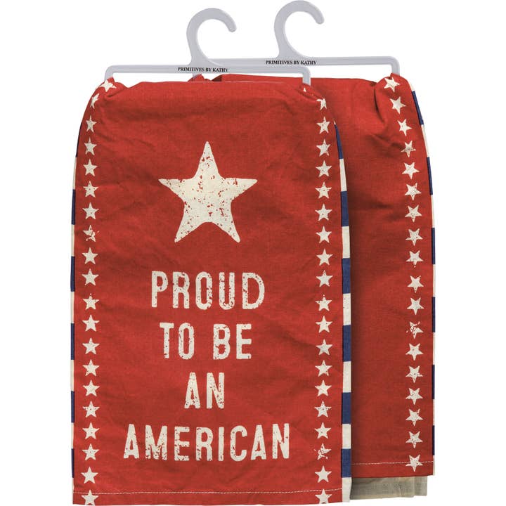 Proud To Be An American Kitchen Towel for wholesale by Primitives by Kathy