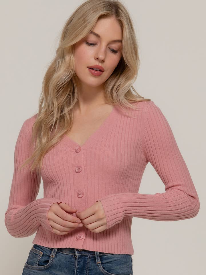 Langærmet V-hals Tætsiddende Sweater Cardigan for engroshandel hos Active Basic | Active USA