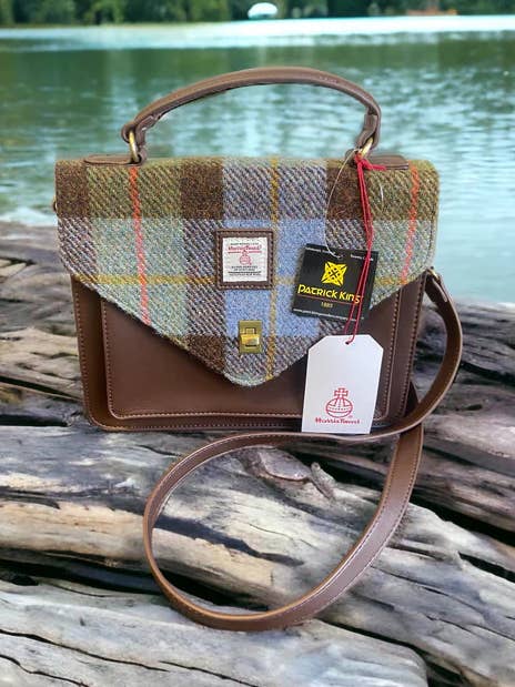 Harris Tweed Large Satchel - Dark Brown for wholesale by Patrick King Woollen Company