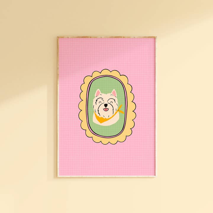West Highland Terrier Print | Cute Dog Illustration Wall Art for wholesale by The Happy Badger