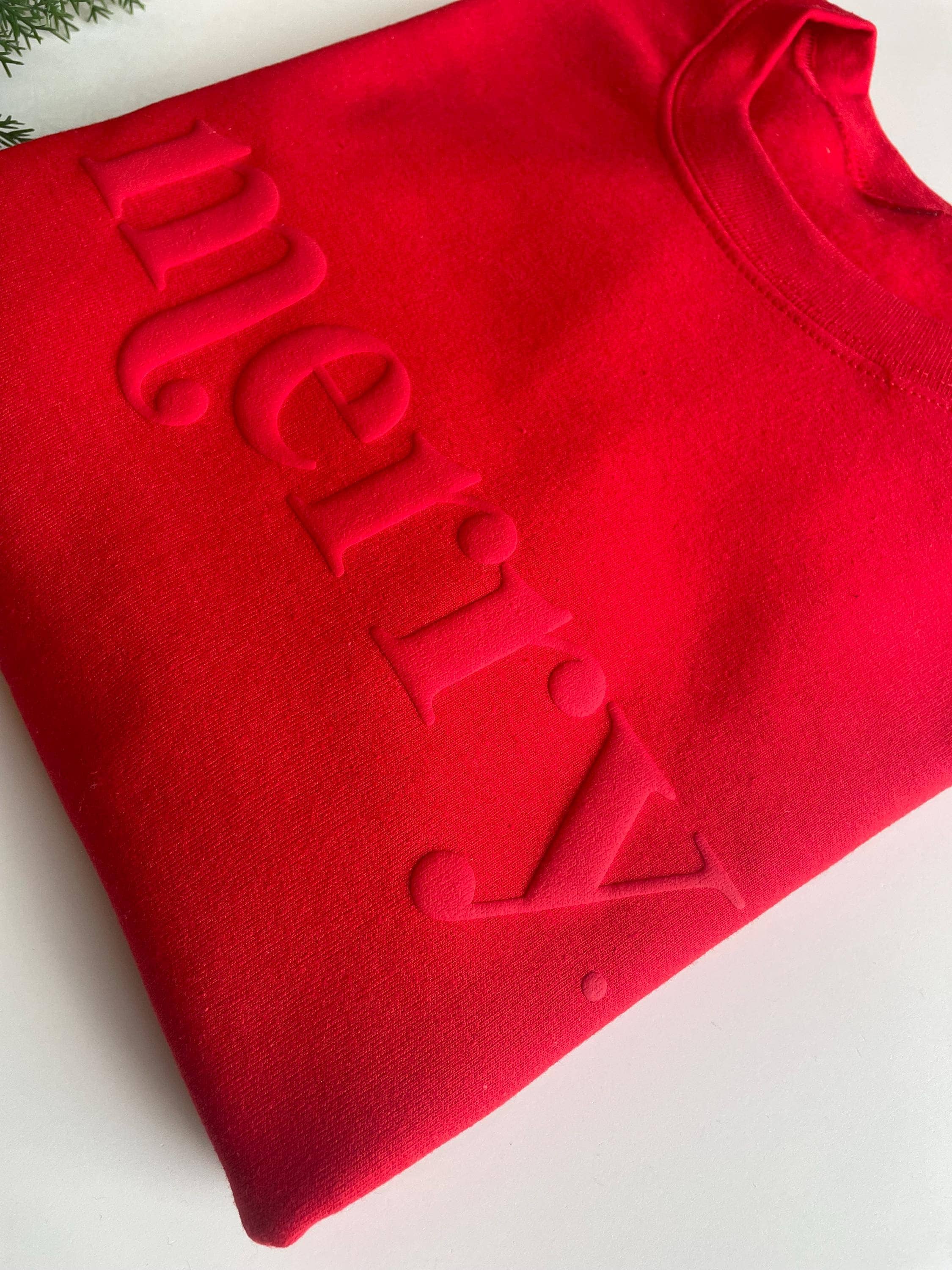 Up2ournecksinfabric - Wholesale Sweatshirt - Women's - Retro Embossed Merry Sweatshirt - Womens Holiday Sweatshirt7