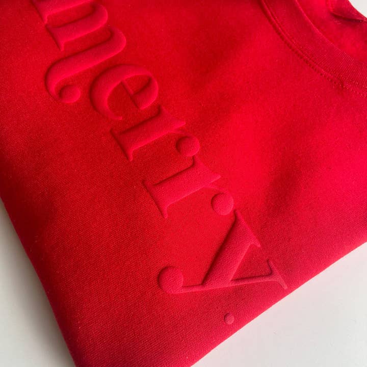 Up2ournecksinfabric - Wholesale Sweatshirt - Women's - Retro Embossed Merry Sweatshirt - Womens Holiday Sweatshirt7