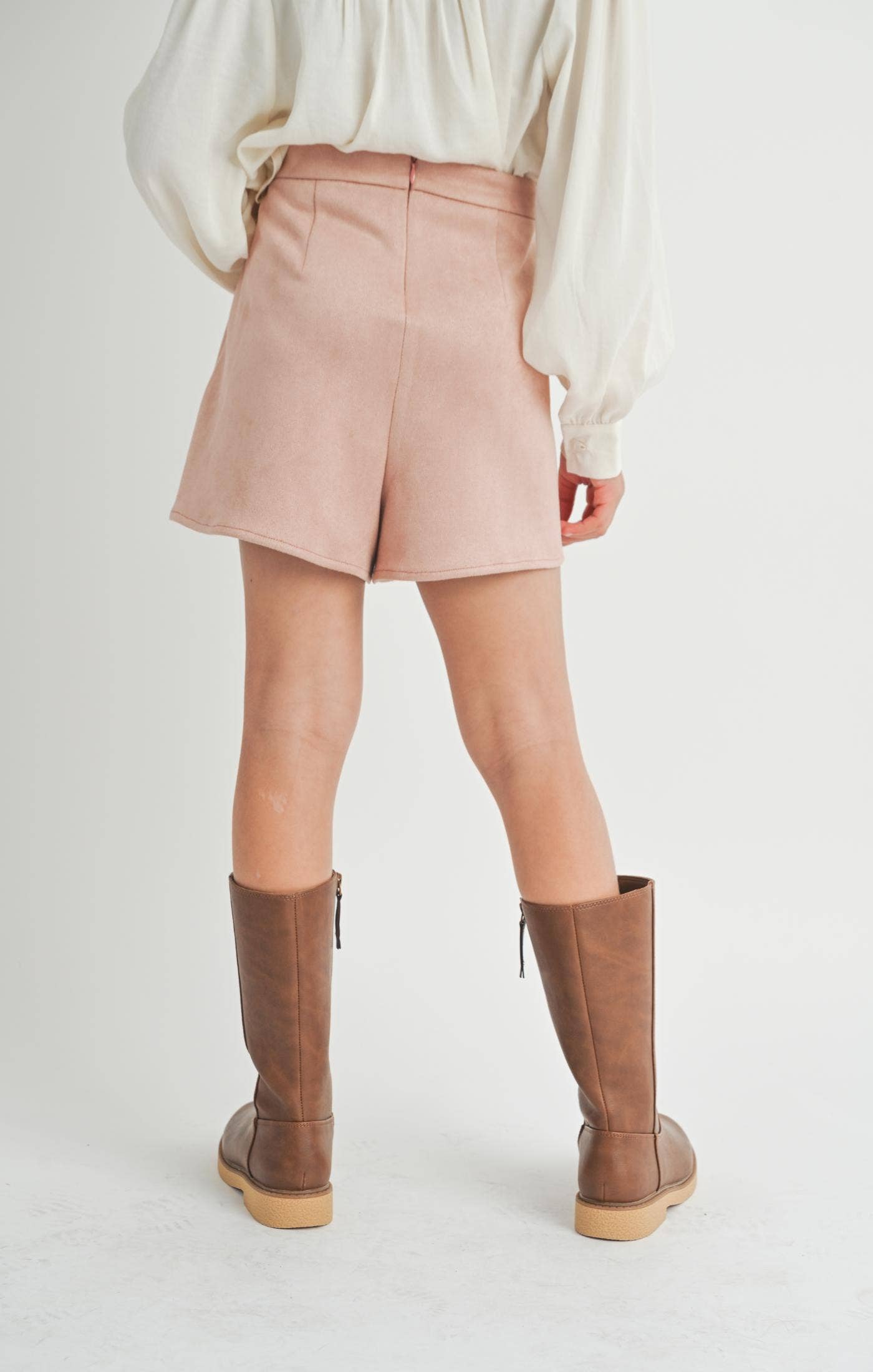 Sadie & Sage – Großhandel Skort – Kind & Baby – Tween Entertainer Kunst-Wildleder-Skort: ROSA PINK1