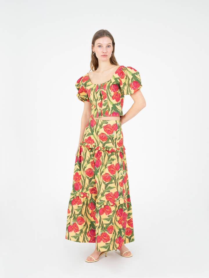 CARMEN SAYS – wholesale Blus - Dam – Zafira Gul Blommig Topp