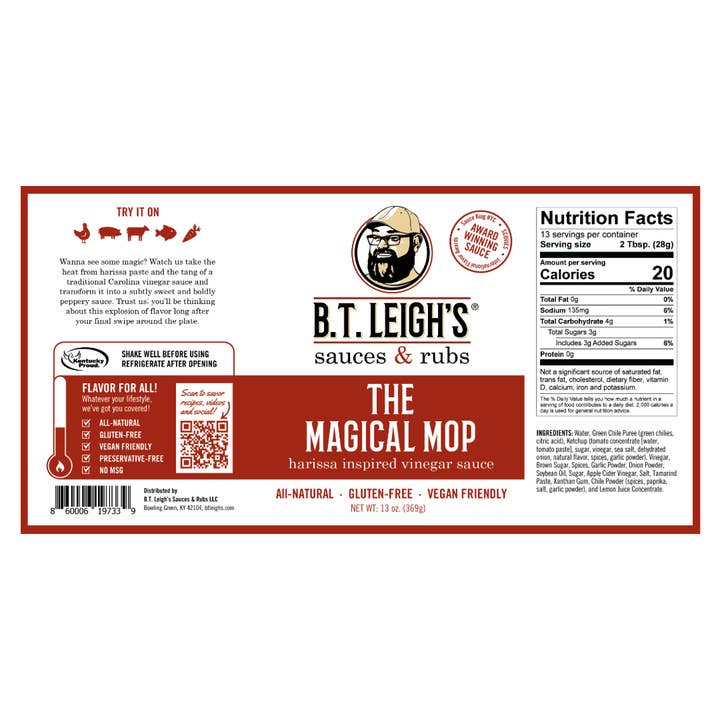 B.T. Leigh's Sauces & Rubs - Wholesale Sauce - The Magical Mop - Harissa Inspired Carolina Vinegar Sauce