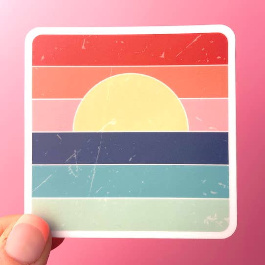 Sunset Stripes, Beach Sun Vinyl Sticker for wholesale by Calico Design Co