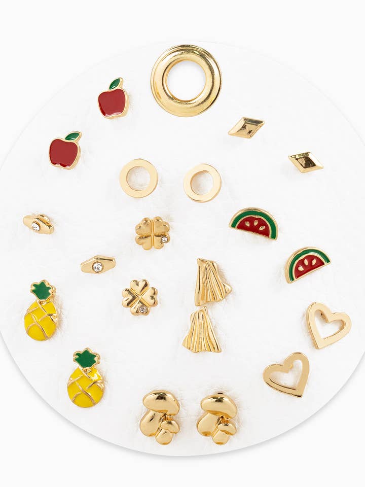 Fruit Variety Stud Earring Set of 10 for wholesale by Sessori