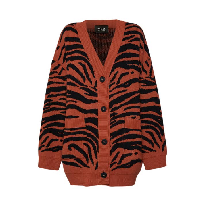 Cárdigan motivo jacquard tigre Eléonore para venta al por mayor de Sveta Milano