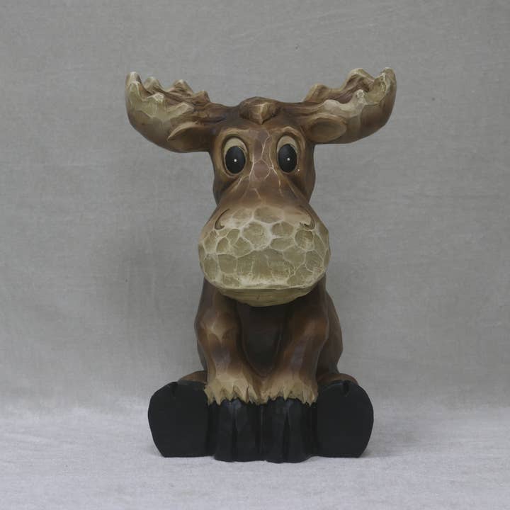 Hi-Line Gift Ltd. - Wholesale Decorative Figurine - Sitting Moose Garden Statue Decor