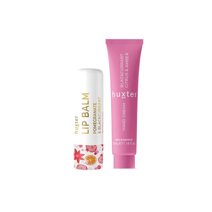 Huxter - Wholesale Hand Cream/Lotion - Lip & Hand Cream Duo - (Inc. Blackcurrent, Citrus & Amber Hand Cream + Pomegranate & Blackcurrant 9gm Lip Balm)1
