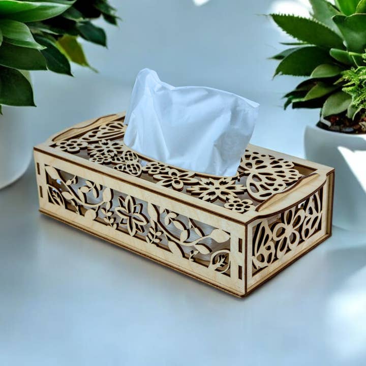 Tissue Box - Floral Butterfly for wholesale by BoisMagique