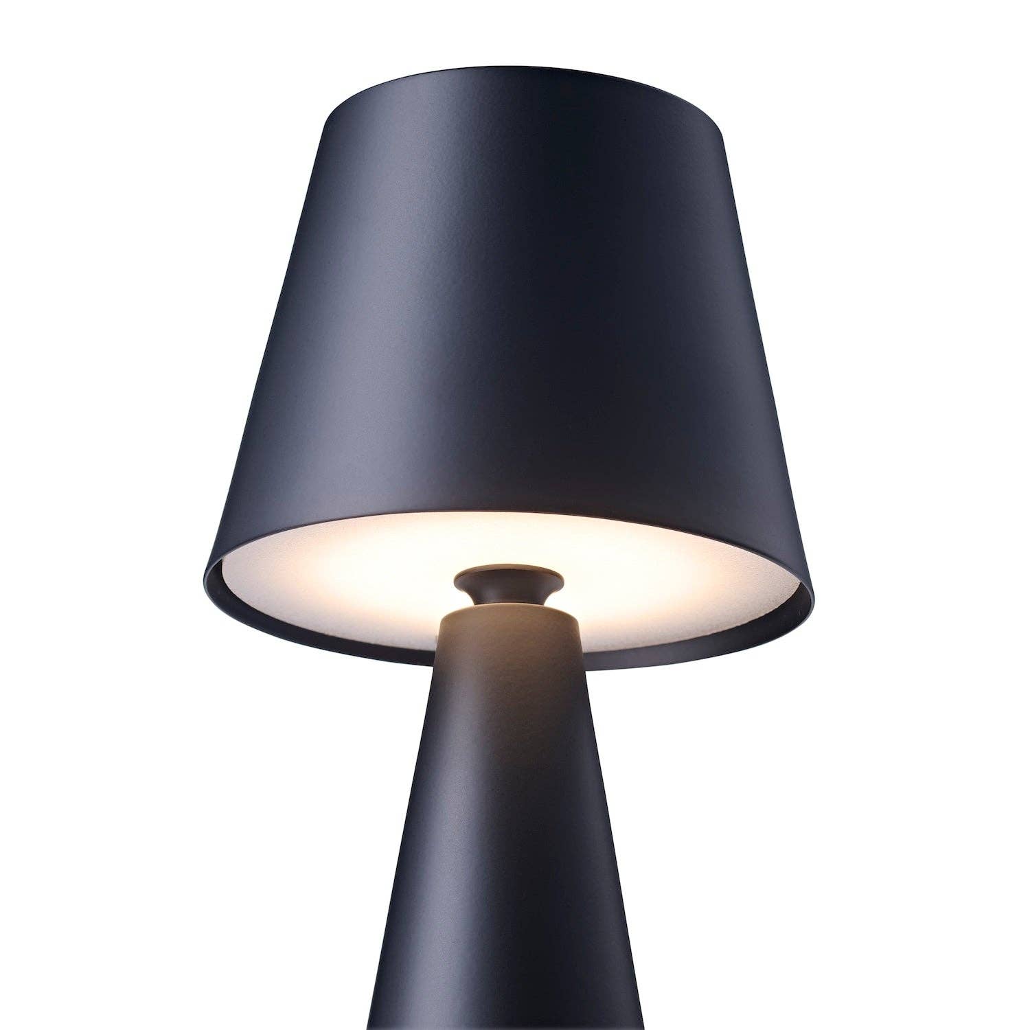 Happy Homewares – wholesale Accent/desk lamp – Matte Black Rechargeable 3w LED Touch Dimmable Table Lamp with Metal Cone Shade1