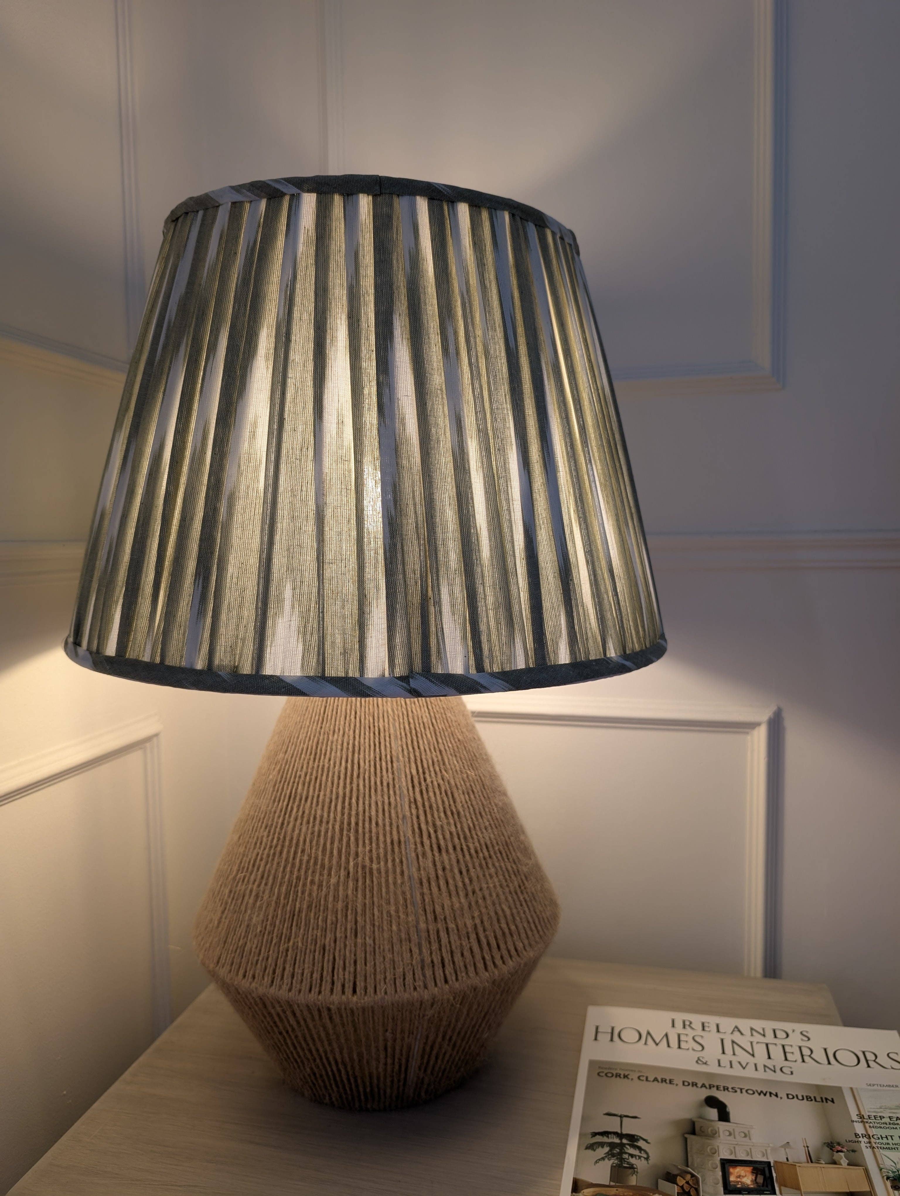 LNH EDIT - Wholesale Lamp Shade - Green Ikat Pleated Lampshade2
