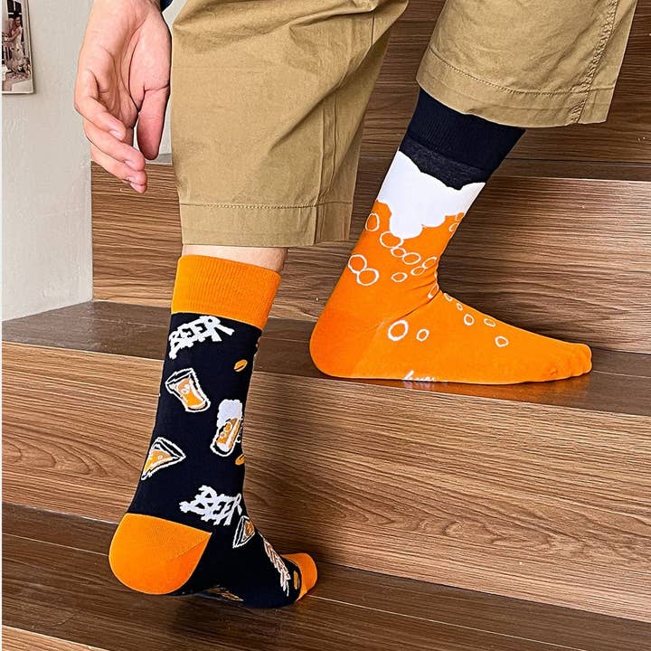 Seamless cotton fun socks "BEER". for wholesale by KYLIE CRAZY