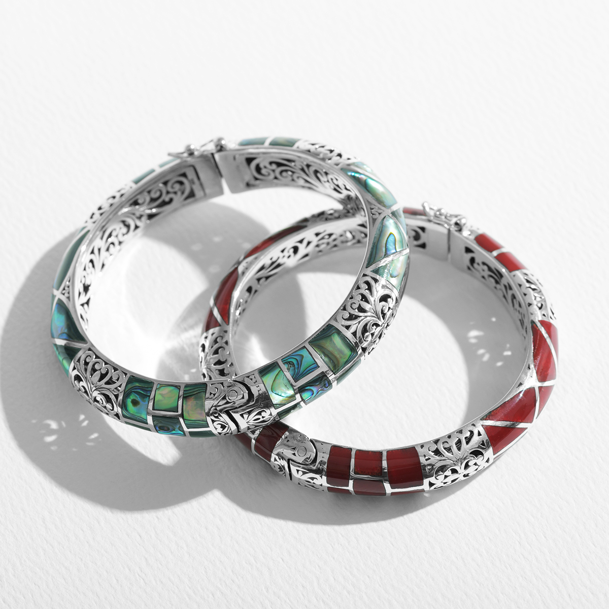 Damai Designs - Wholesale Bangle Bracelet - Balinese Sterling Silver Bangle with Abalone3