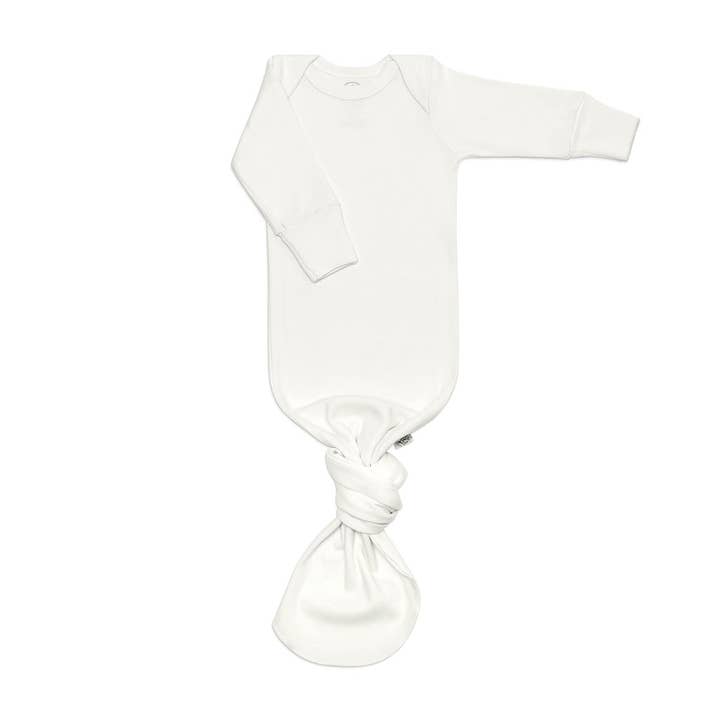 Knotted Baby Gown - Eco White - GOTS Certified Organic for wholesale by Little Nature Lover