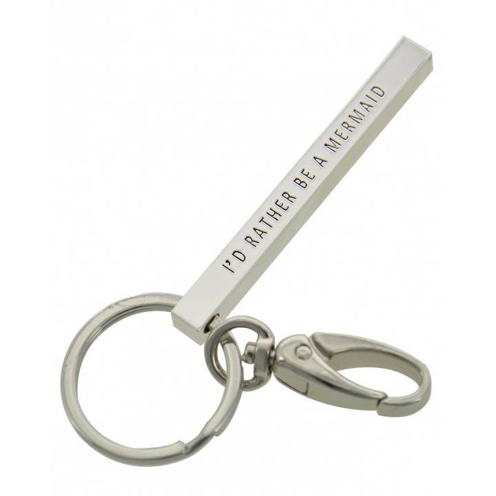 0011 PREMIERE - Wholesale Keychain - Women's - FR3797 I'D RATHER BE A MERMAID_Message Bar Metal KeyChain