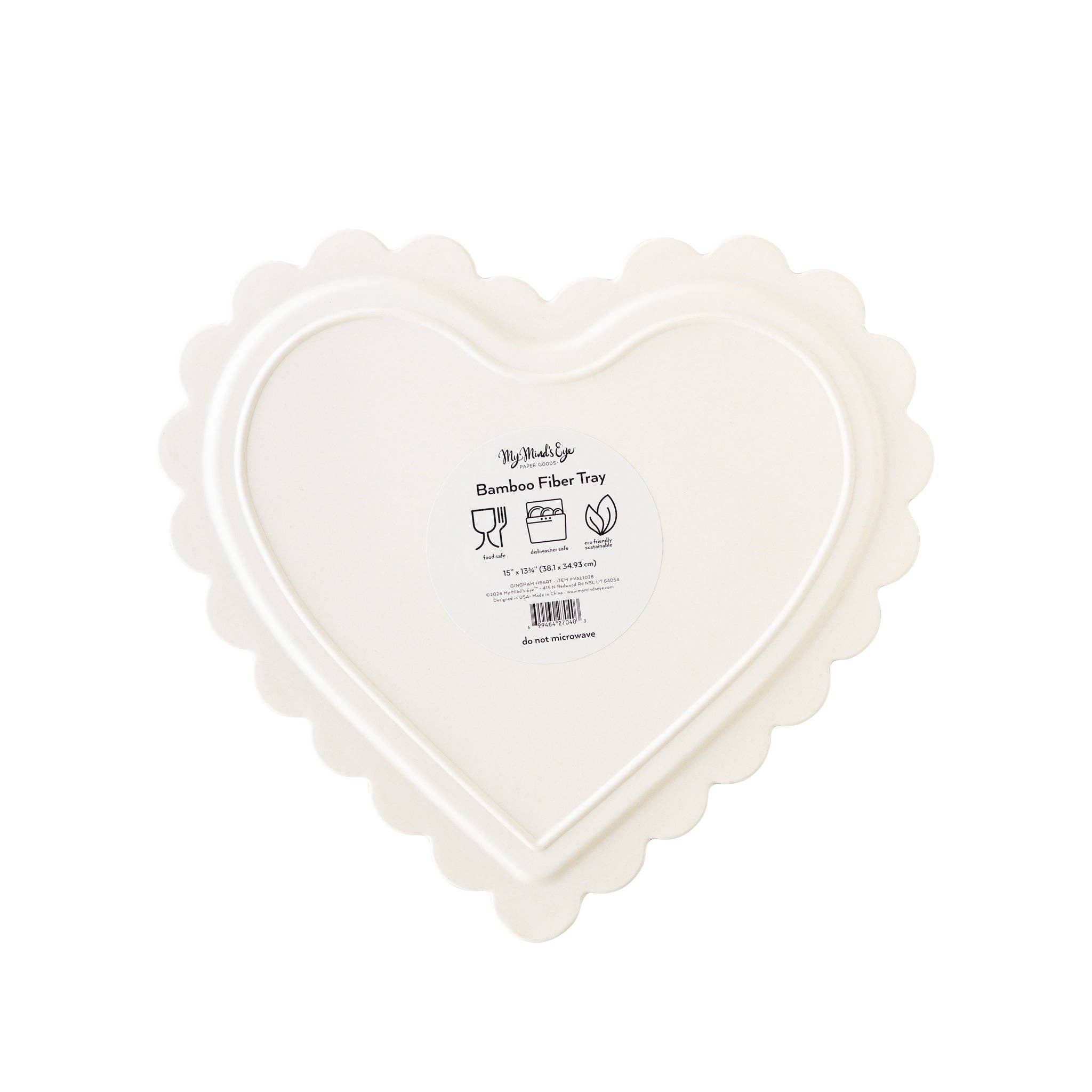 My Mind’s Eye - Wholesale Serving Tray - VAL1028 - Checkered Heart Shaped Tray1