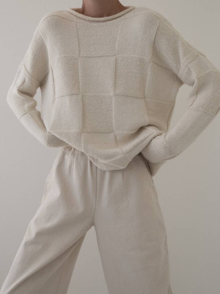 Heritage Basketweave Sweater - Ivory for wholesale by LAUDE the Label