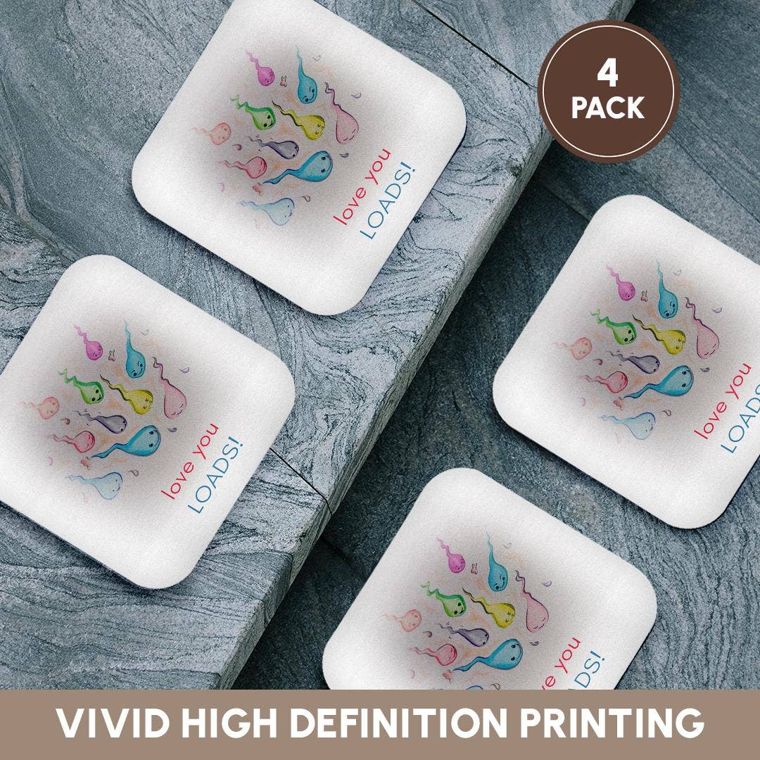 3dRose - Wholesale Coasters - 3dRose, Cute image of sperm with typography., Coaster12