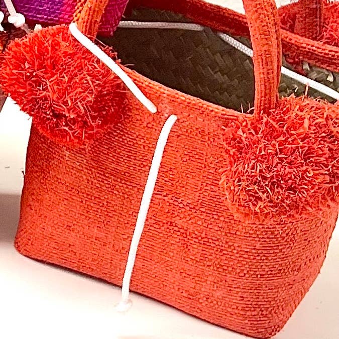 Shebobo - Wholesale Top Handle Bag - Women's - Schooner Straw Mini Bag with Pompom Accent5