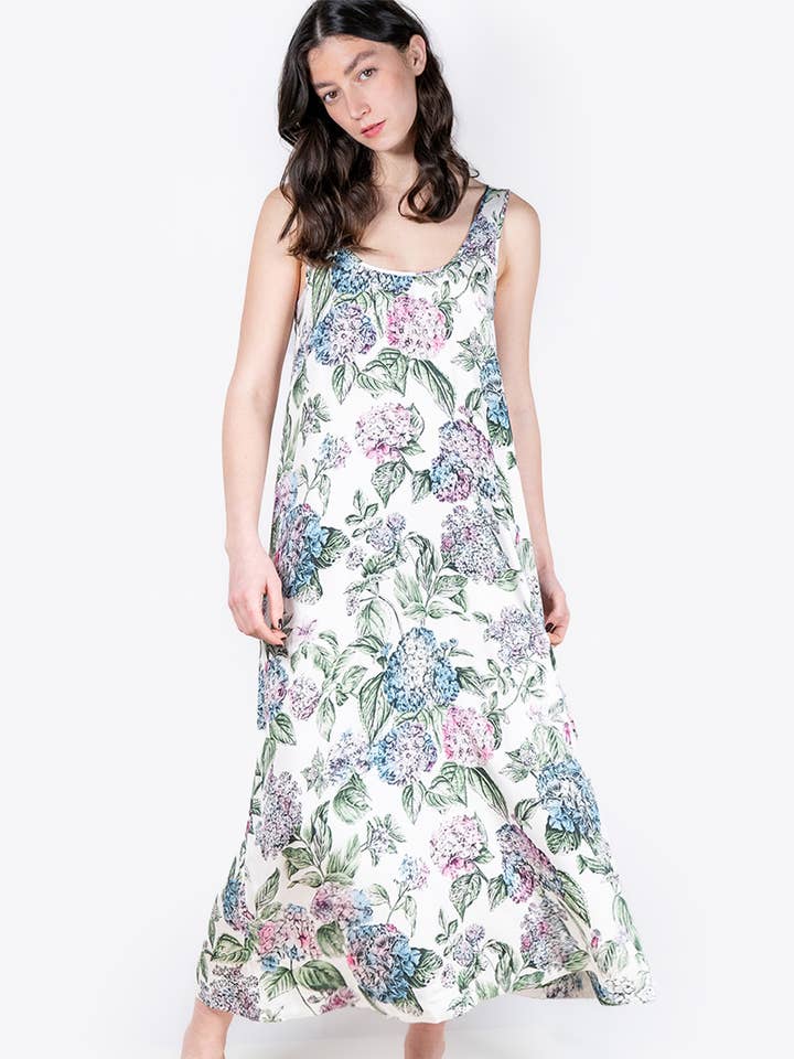 Fable England - Wholesale Nightgown - Women's - FABLE Hydrangea Ivory Midi Nightie