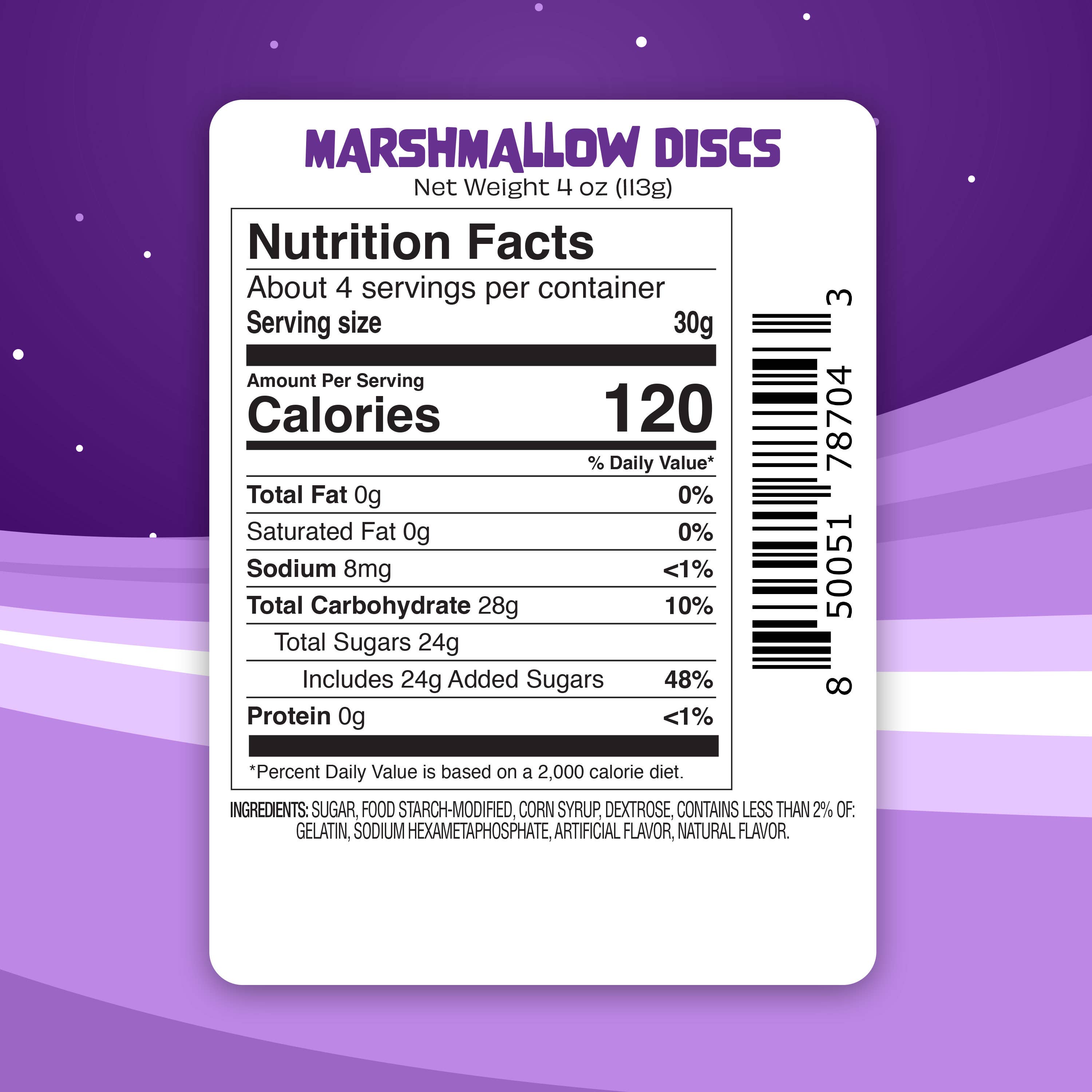 UpTop Treats - Wholesale Marshmallow - Disc Shape -  Vanilla Dehydrated Marshmallows 4oz3