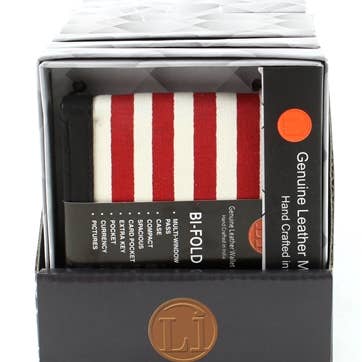 Leather Impressions Inc - Vendita all'ingrosso Portafogli - Uomo - Portafogli con bordo in pelle American Flag 12 pezzi PDQ1