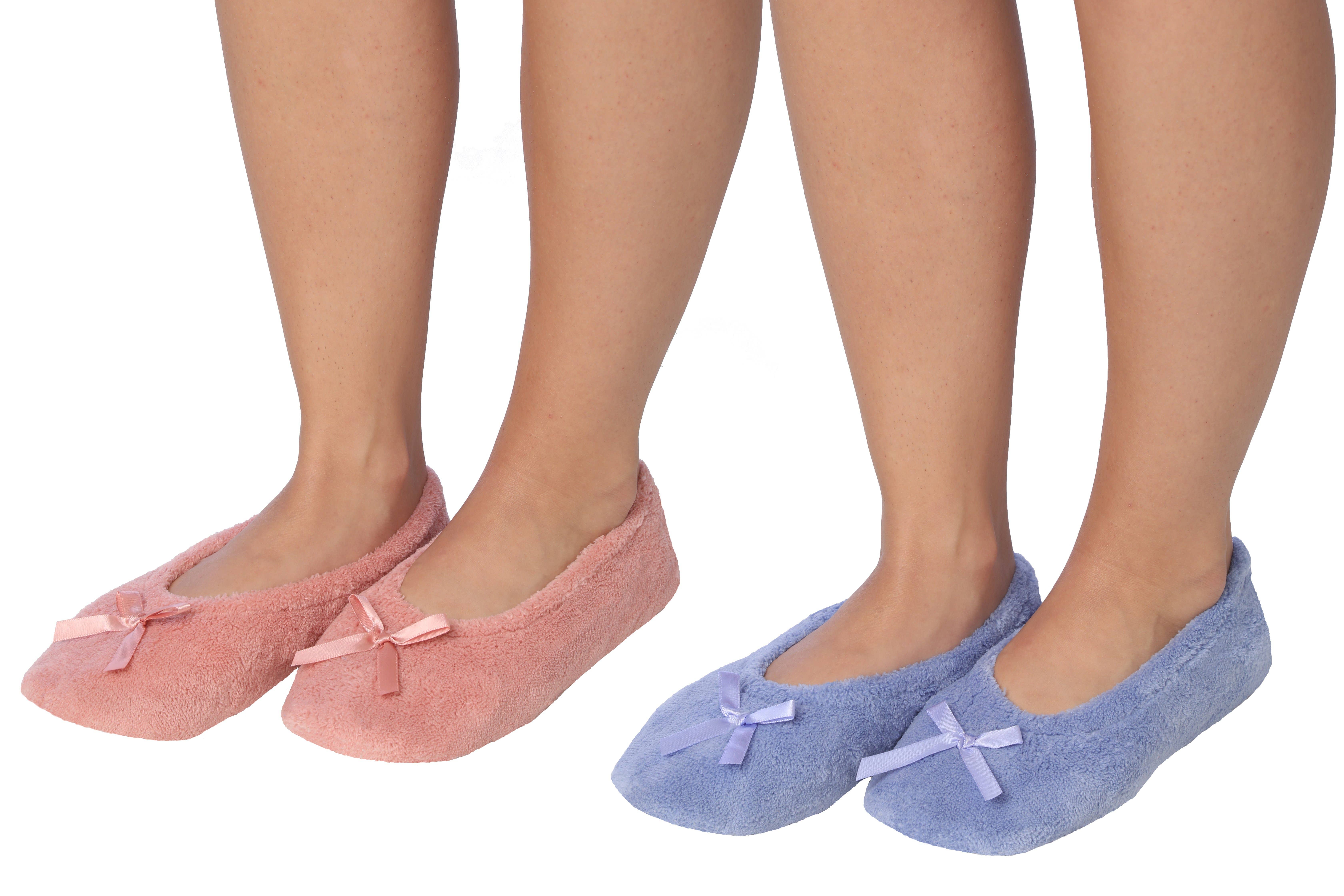 Roxoni - Vente Chaussons – femme - Pantoufles ballerines en daim pour femmes (lot de 2)1